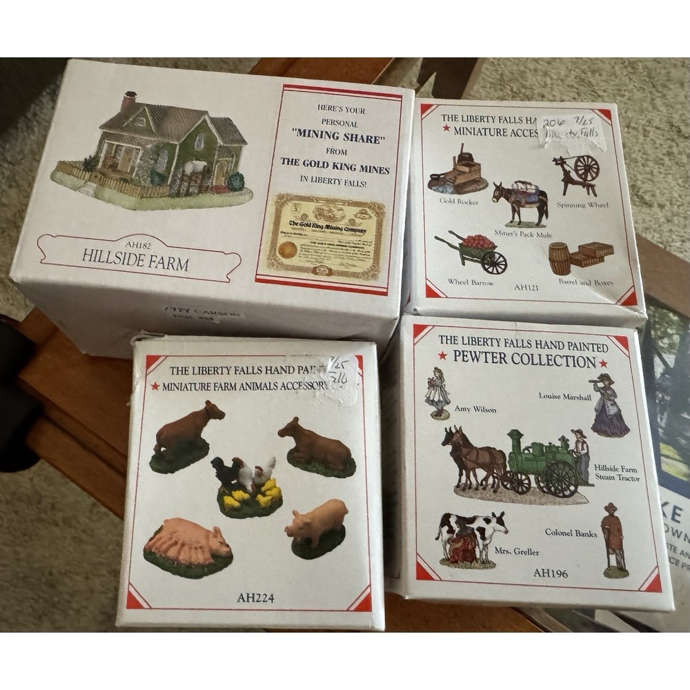Liberty Falls Hillside Farm/Mining Scene Lot Of 4 AH182 AH196 AH224 AH121 Pewter